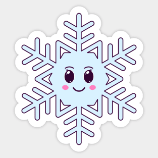 Cartoon Kawaii Snowflake with Smile Sticker